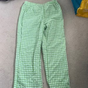 Green gingham pants